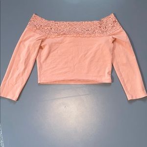 Off the shoulder light pink crop top